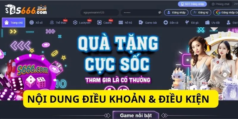 Nội dung chính sách điều khoản & điều kiện S666
